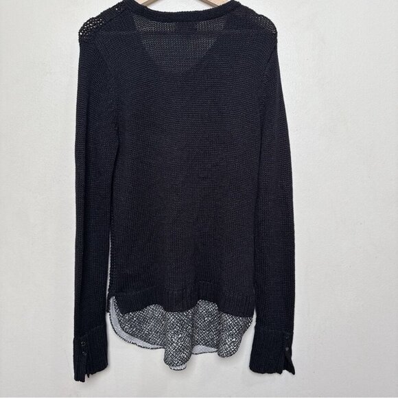 Calvin Klein Womens Medium Cable Open Knit  Shirt Hem Sweater In Black Color - Picture 11 of 11